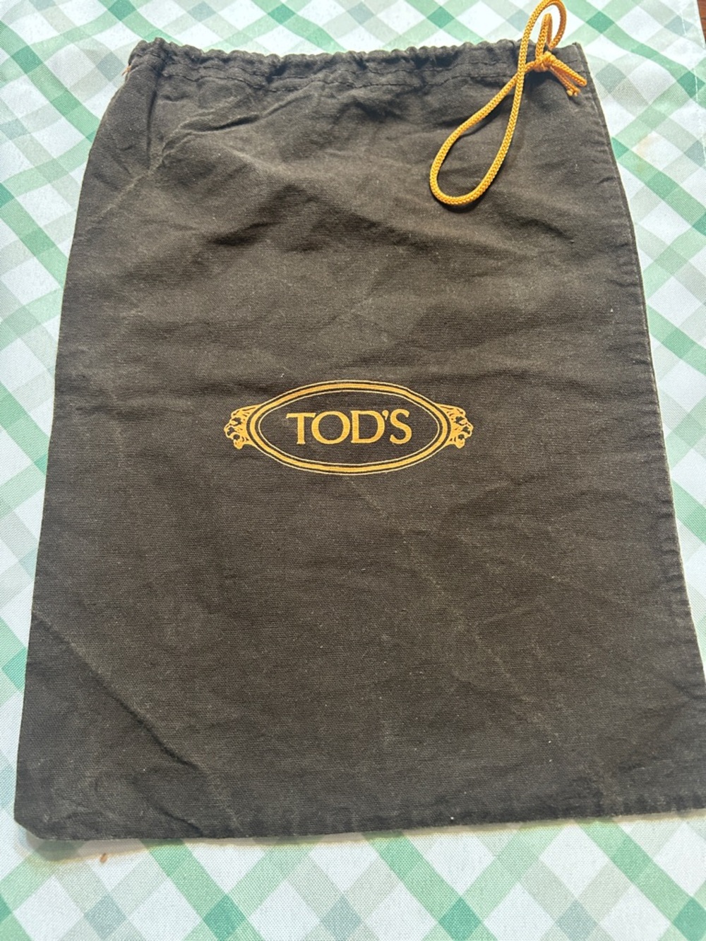 TOD'S Black Dust Bag with Gold Logo and Drawstring